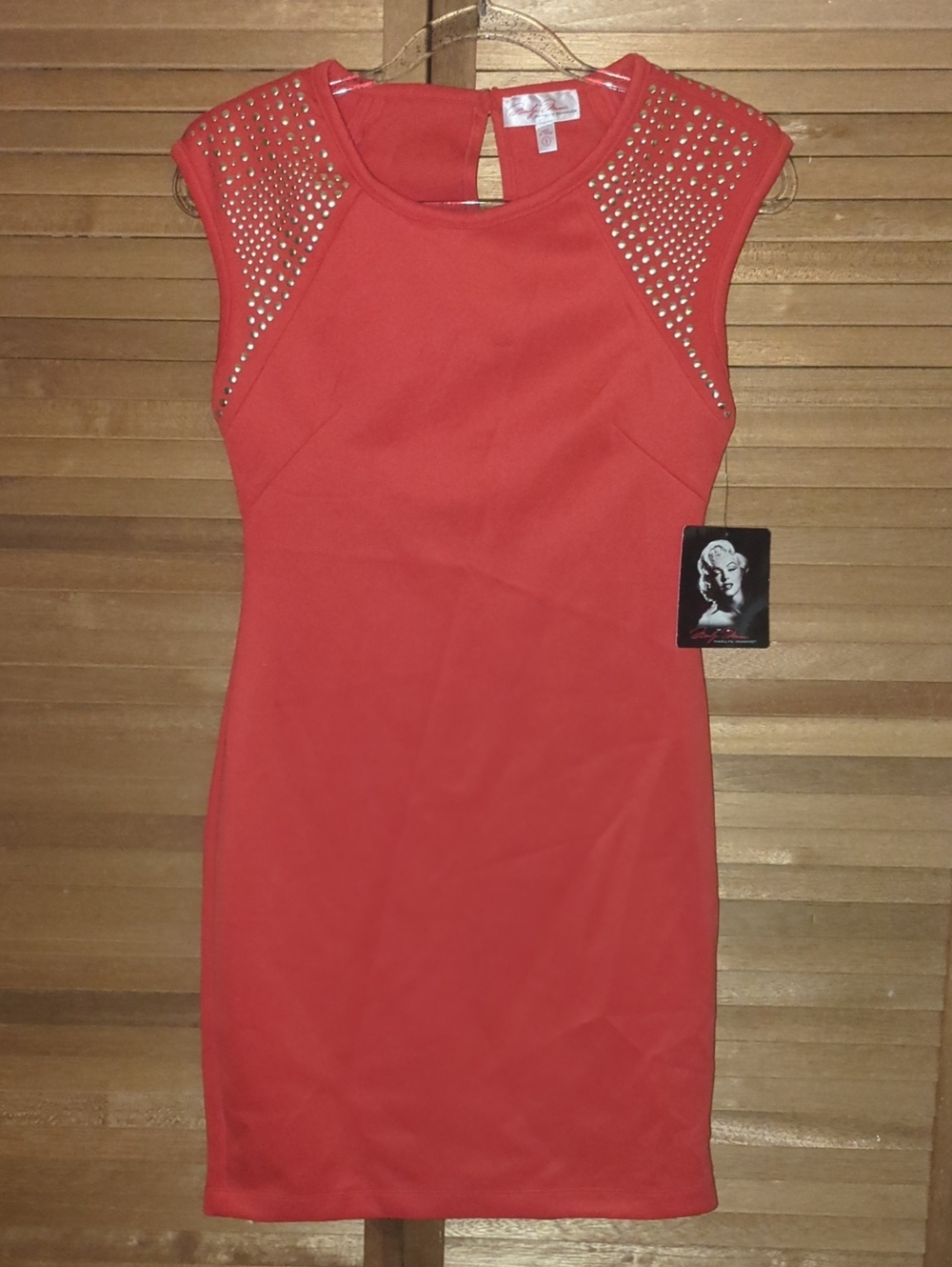 Marilyn Monroe Studded Cap Sleeve Red Bodycon Dress NWT